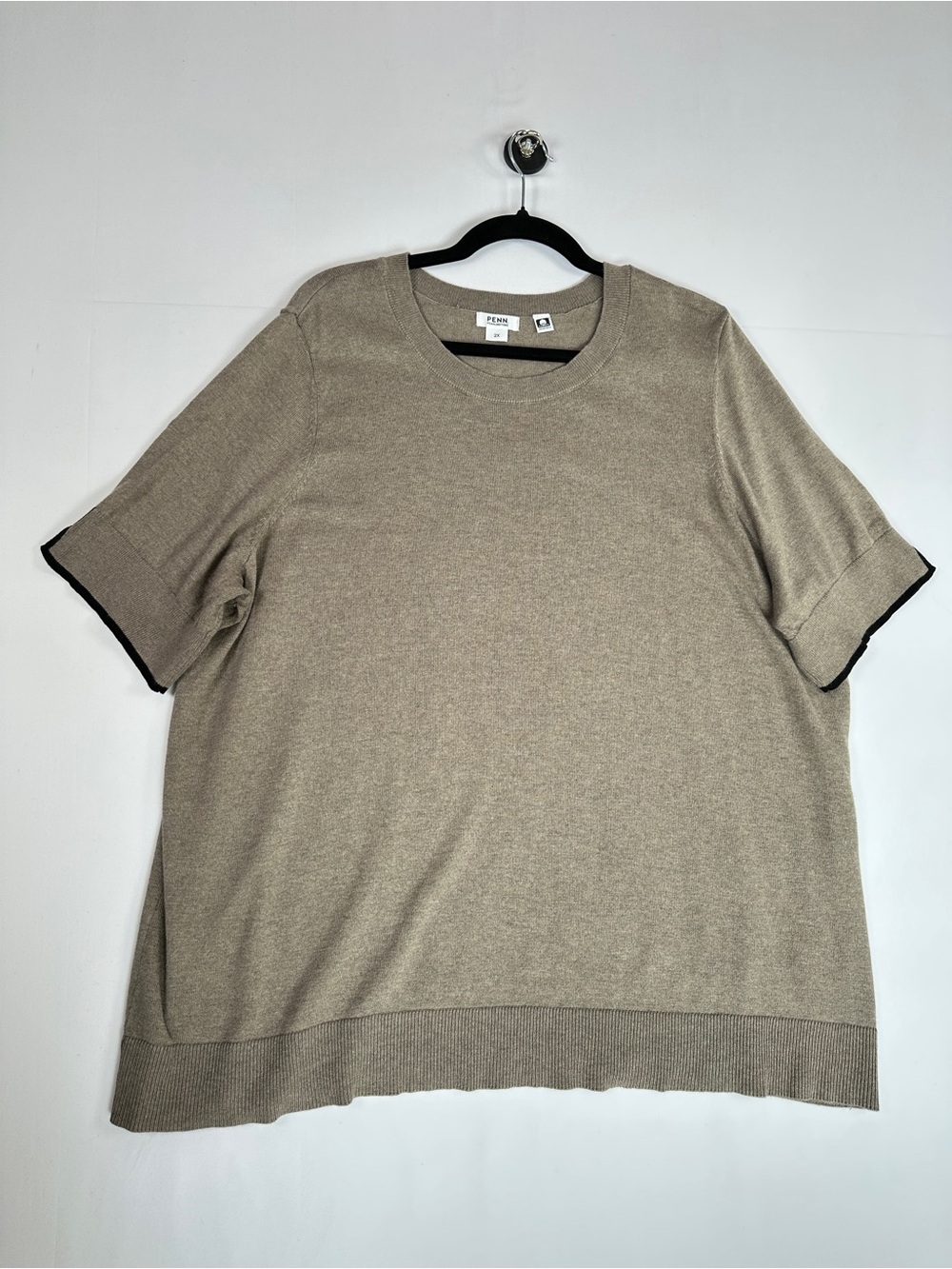 Penningtons Taupe Boxy Short-Sleeve Sweater Tee Plus Size 2X